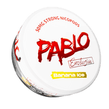A can of Pablo Exclusive Banana Ice Nicopods with red text on it, indicating the brand and flavour