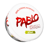 A can of Pablo Exclusive Kiwi Nicopods with red text, indicating it is a tobacco-free nicotine pouch