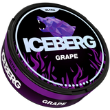 Iceberg Ultra Energy nicotine pouch packaging with geometric bear design on a black background