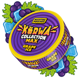 Kurwa Collection Max Grape Ice nicotine pouches packaging with grapes and ice cubes on a white background