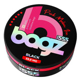 Bagz pink melon ice nicotine pouch packaging on a white background and 55.5mg strength