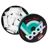 Bagz power mint nicotine pouch packaging on a white background and an open can