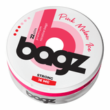 Bagz pink melon ice nicotine pouch packaging on a white background