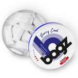 Bagz berry cool nicotine pouch packaging on a white background open can
