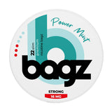 Bagz power mint nicotine pouch packaging on a white background