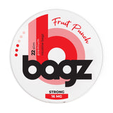Bagz fruit punch nicotine pouch packaging on a white background