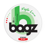 Bagz mojito lime nicotine pouch packaging on a white background and 16mg strength